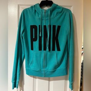 PINK Zip Up Hoodie Teal Sz S